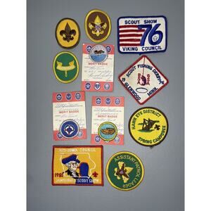 Lot Of Vintage Cub Scouts Merit Badges Patch Activity Pins Iowa Minne Boy Scouts